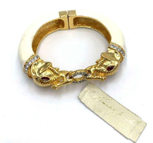 $250 NWT Old Stock Vintage Kenneth Jay Lane KJL Double Elephant Bangle Bracelet