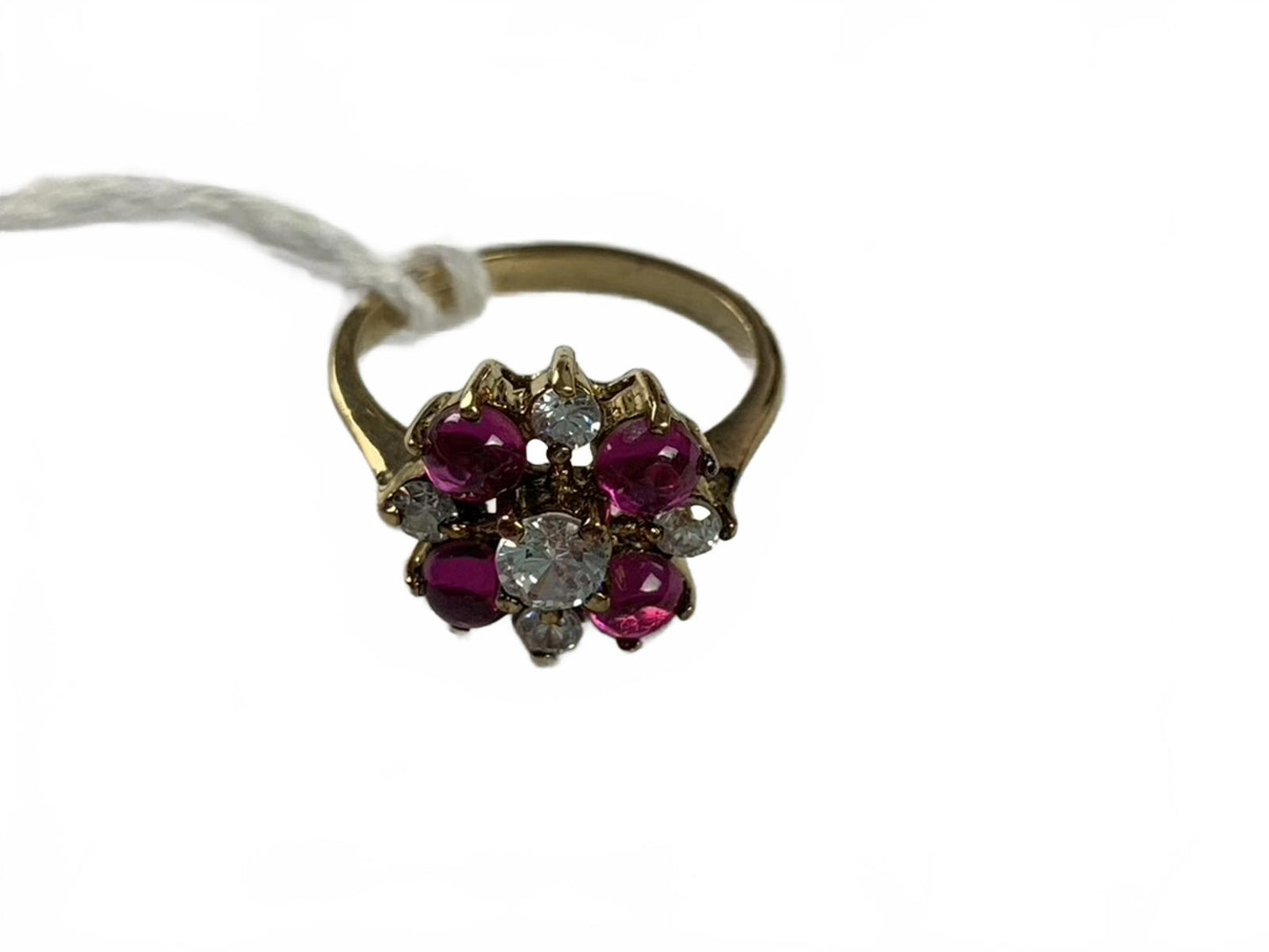 Catalina Island Gold over Sterling Silver Ruby & Quartz Maltese Cross Ring