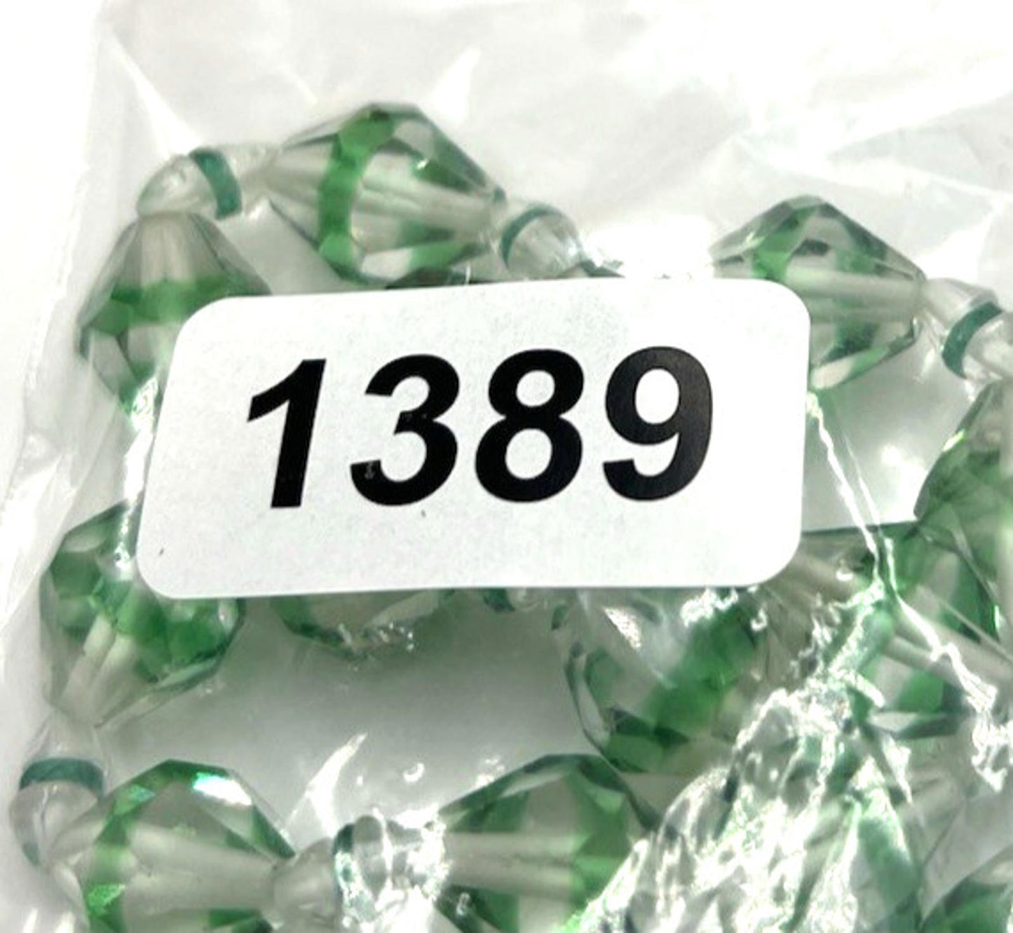 Vintage Necklace Czech Green Clear Glass/Crystal Bicone Bead 10kt Gold Clasp