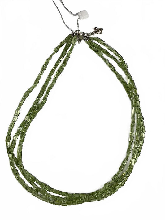 Aluma Sterling Silver Findings Green Peridot Bead Necklace