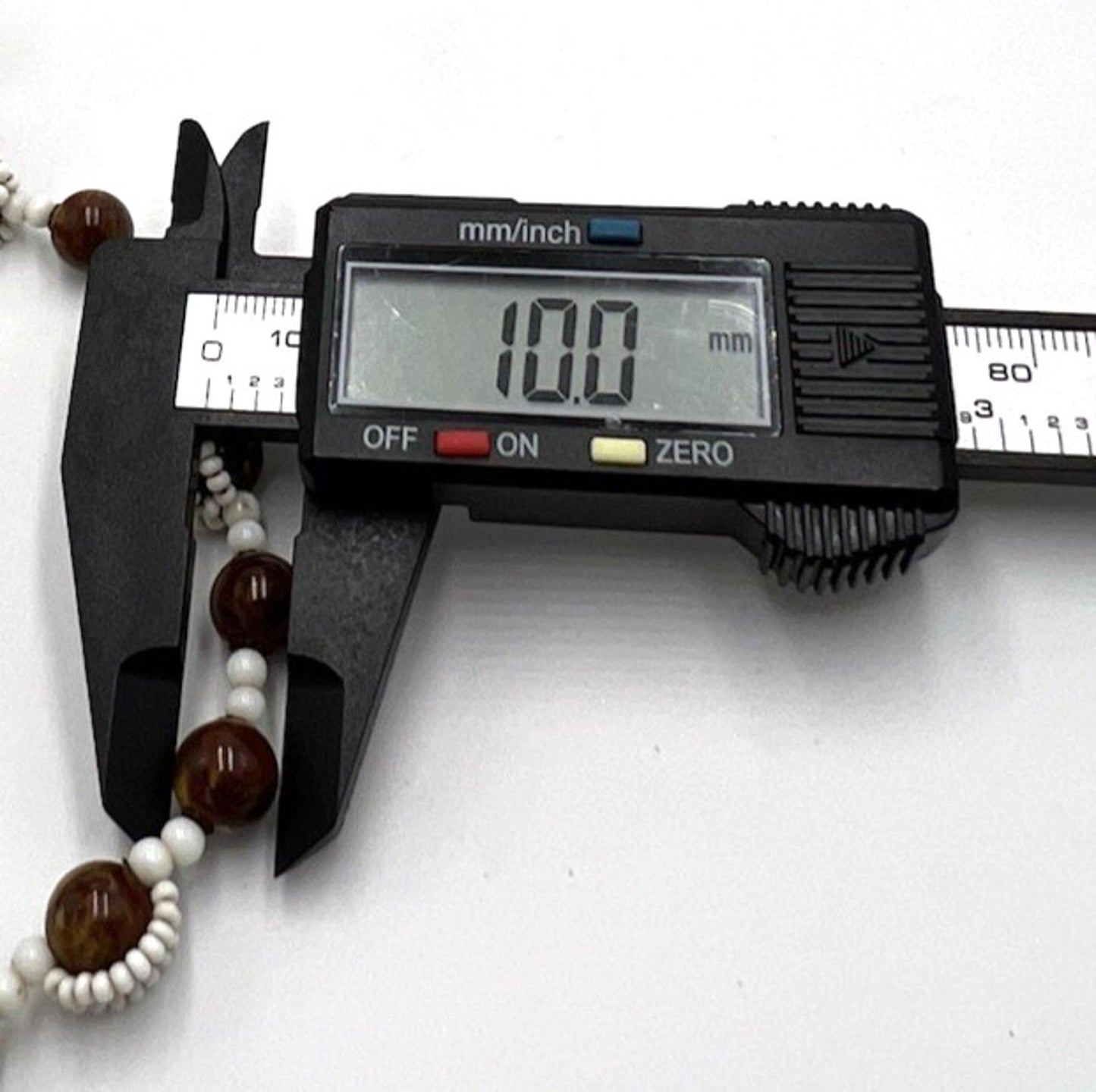 Vintage Miriam Haskell Bead Necklace Glass Brown And White Wrap Around BOX CLASP