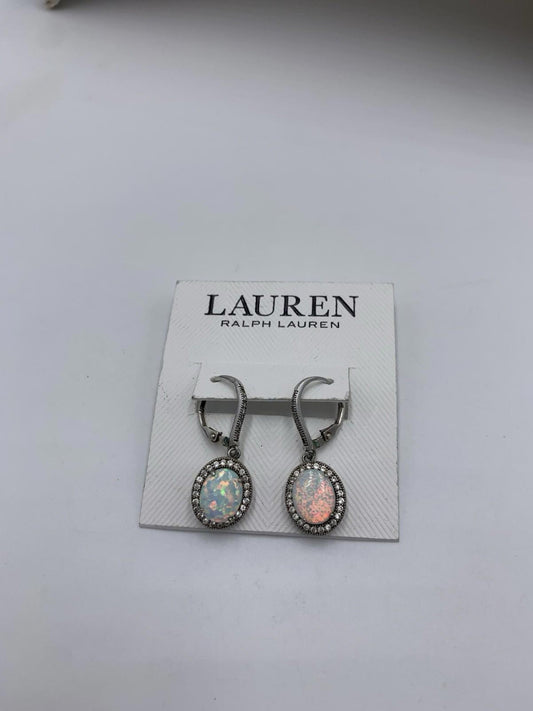 NWT Vintage Ralph Lauren Sterling Silver Created Opal Marcasite Dangle Earrings