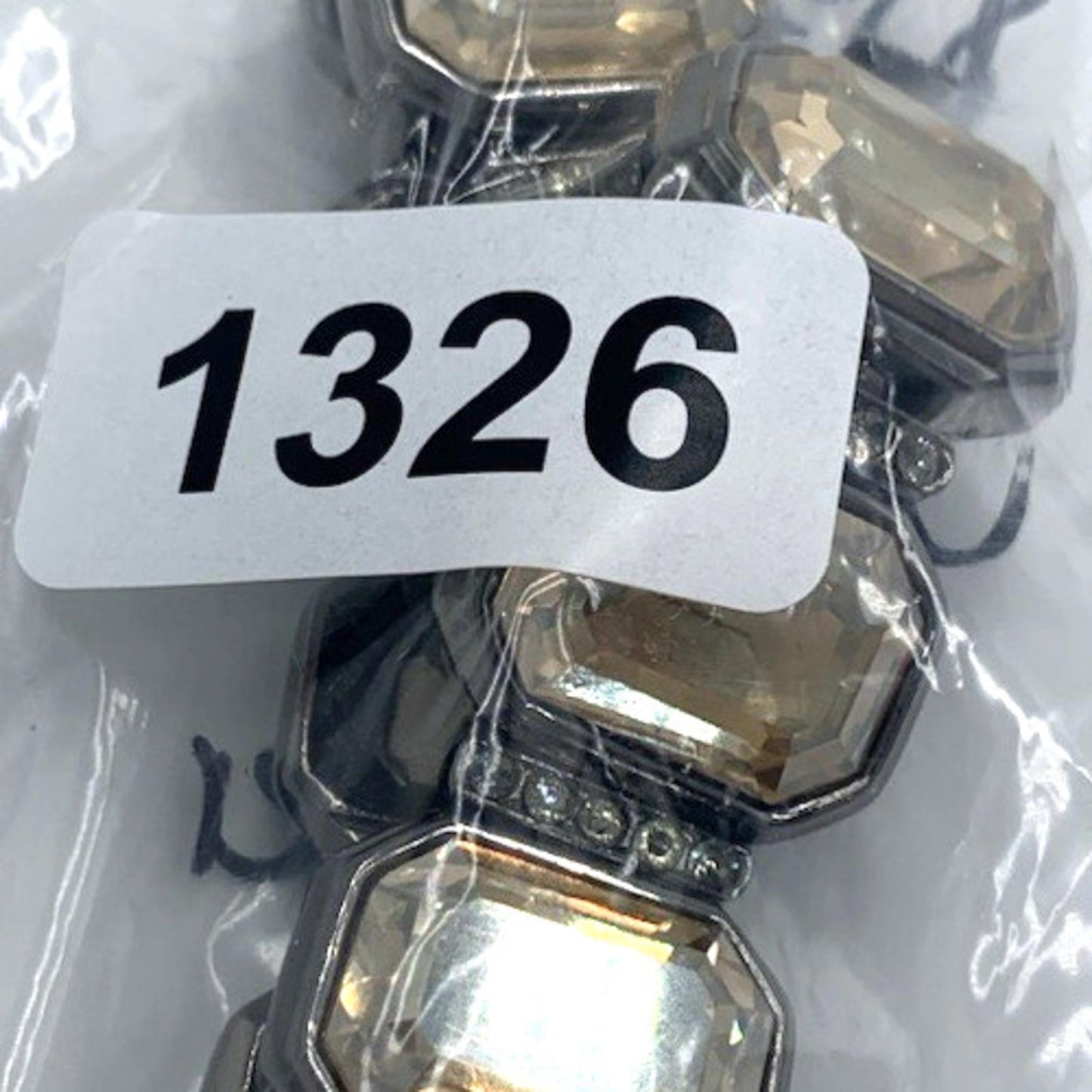 Vintage JUDITH LEIBER Champagne Tone Rhinestone Statement Runway Bracelet 7.5”