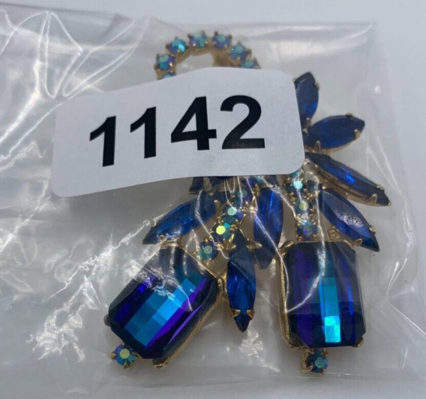 Verified Juliana Book Piece Faceted Blue Rhinestone Gold Tone Brooch Rare