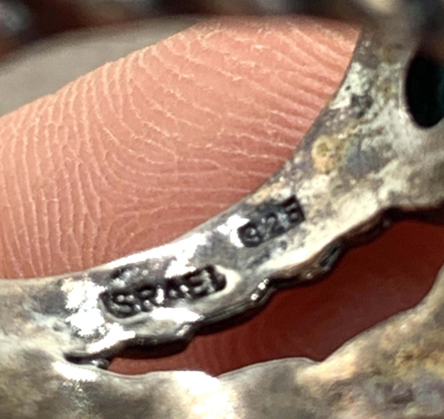 Didae Shablool Israel 3 Stone Turquoise Sterling Silver Braided Band Ring 7.75