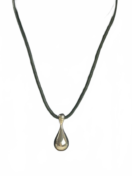 RLM Robert Lee Morris Sterling Silver Teardrop Dangle Cord Pendant/Necklace