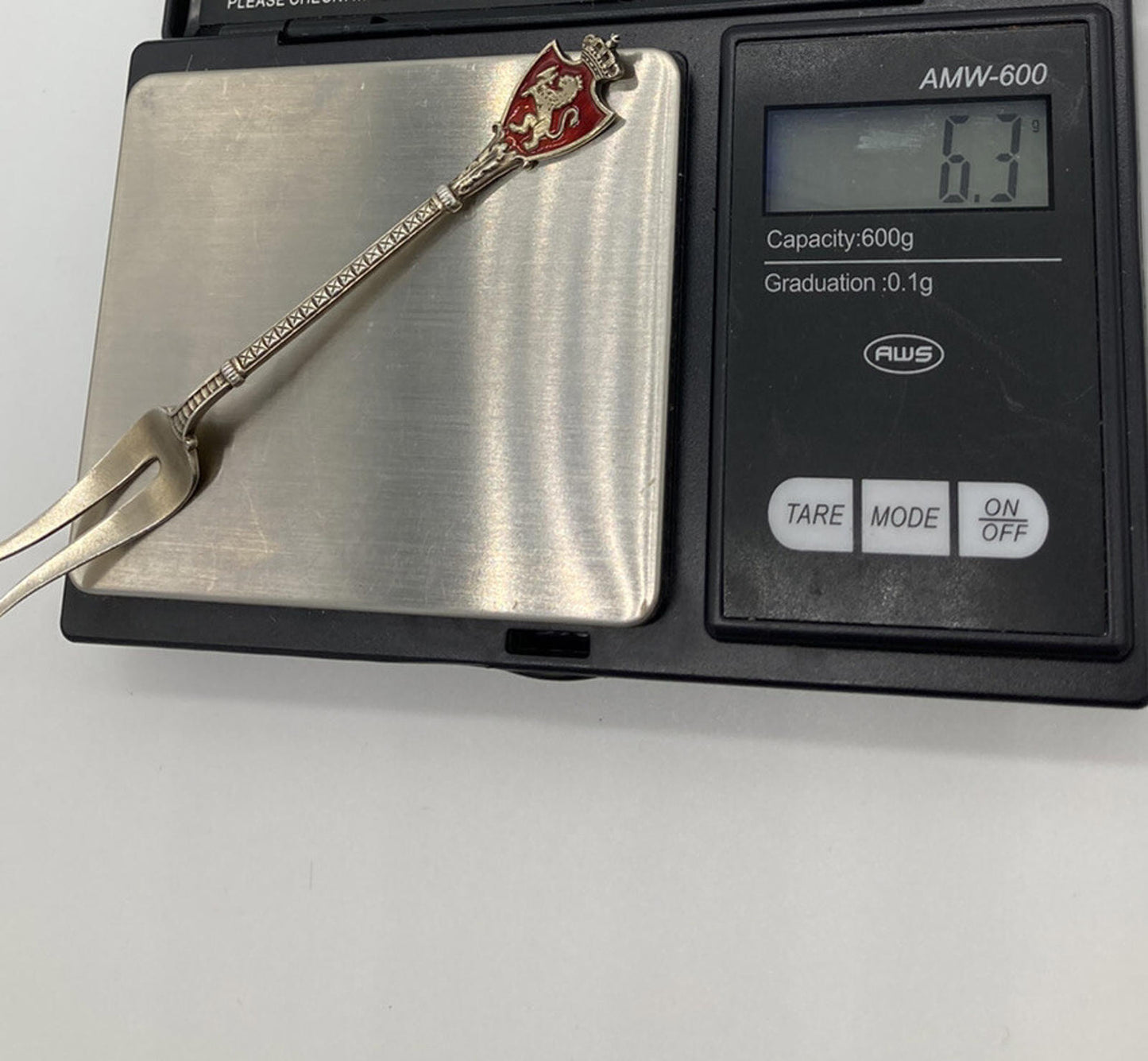 ANTIQUE Marius Hammer 930 Silver Coats of Arms NORWAY Crest Crown Lion FORK