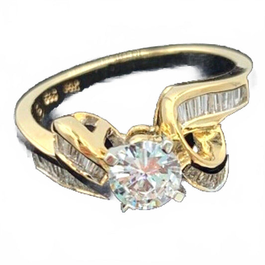 Over 1 kt TW 14Kt Yellow Gold VS2-F Diamond Engagement Ring Size 6.5