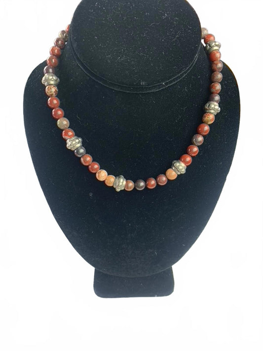 Jasper Bead Strand with Cast 925 Sterling Silver Beads and Findings