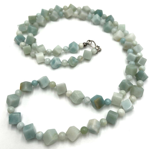 DTRJay King Mine Finds Larimar Cube Beaded Necklace Rare OOAK