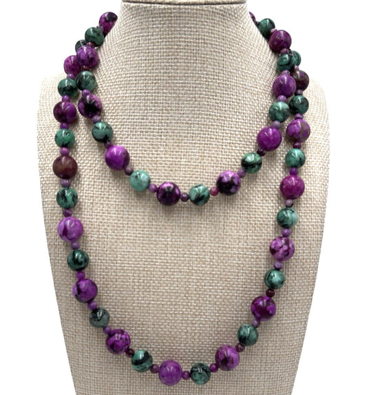 DTR Mine Finds By Jay King Green Pink Epidote Sterling Silver Necklace 35"