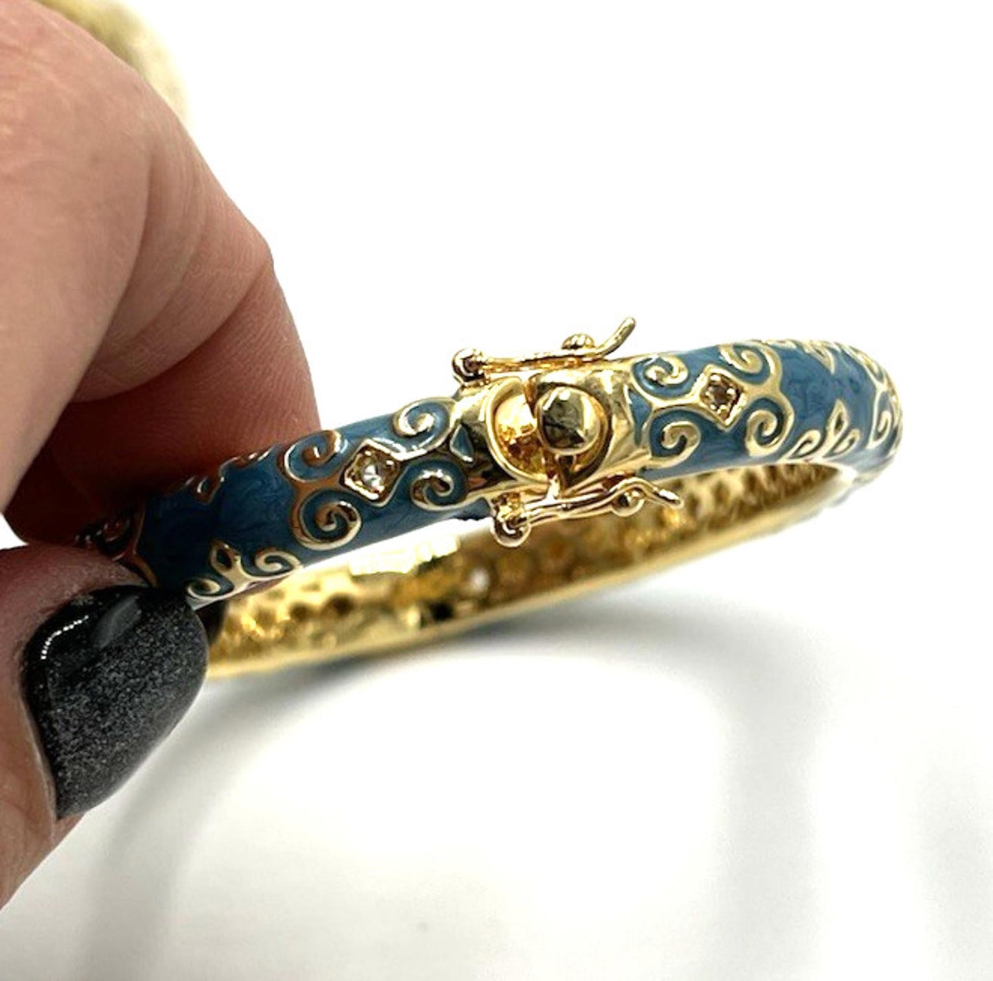 NWOT Lauren G Adams Bangle Bracelet Ring Lot Cream Blue Enamel Moroccan Style