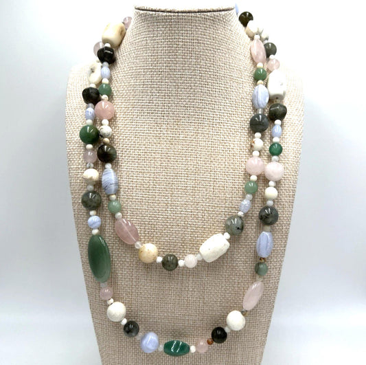 DTR Mine Finds By Jay King Multi Color Agate Jasper Sterling Silver Necklace 42"