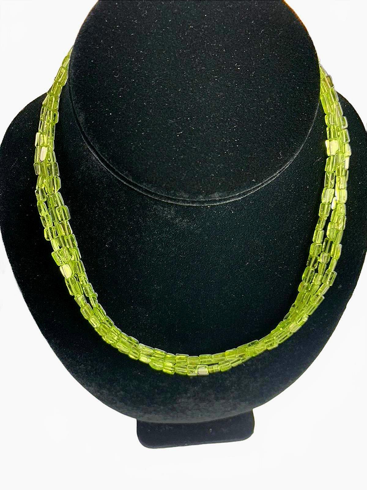 Aluma Sterling Silver Findings Green Peridot Bead Necklace