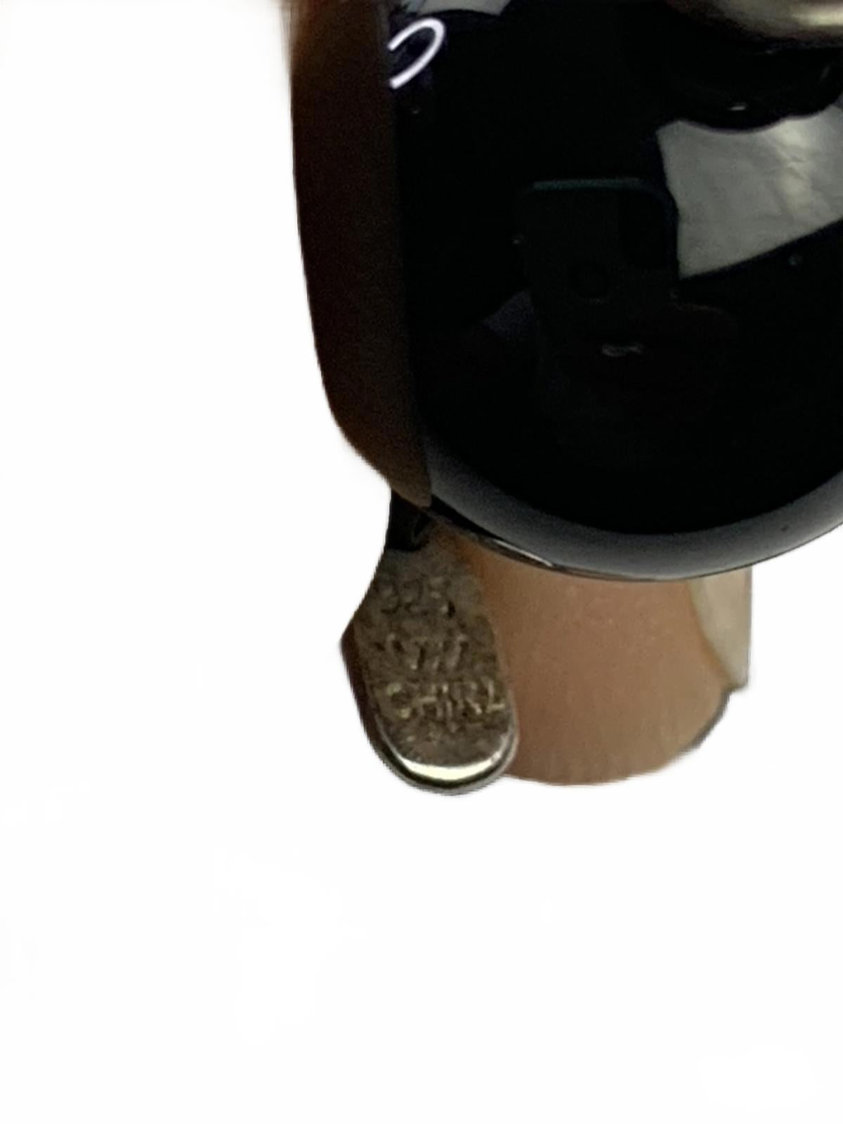 925 W (Whiting) China Sterling Silver Black Onyx 2cm Beaded Stretch Bracelet