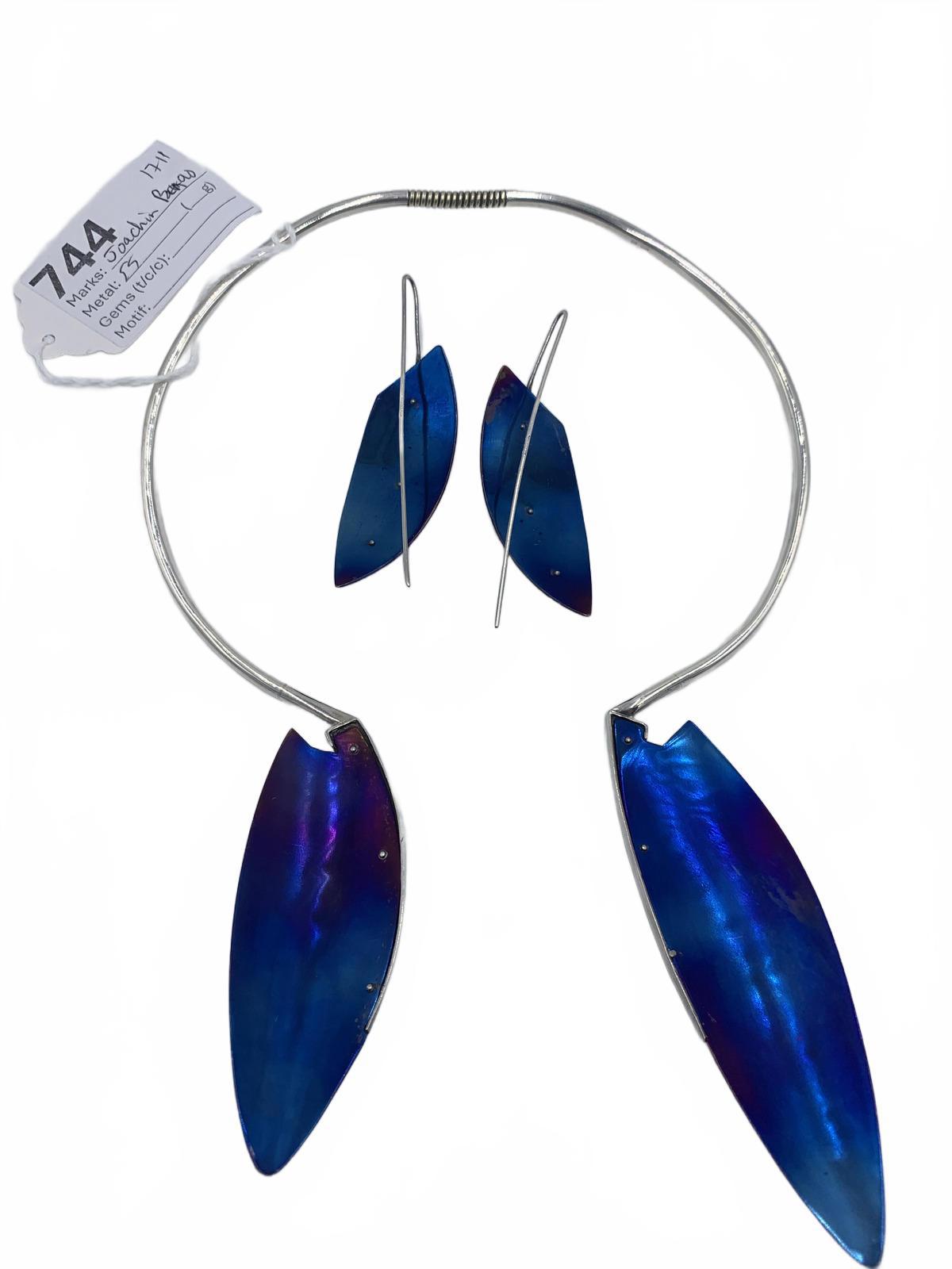 Joaqín Berao Feather Style 925 Earrings Omega Necklace Set