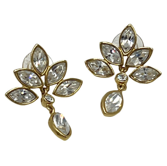 Monet Goldtone White Rhinestone Floral Post Earrings