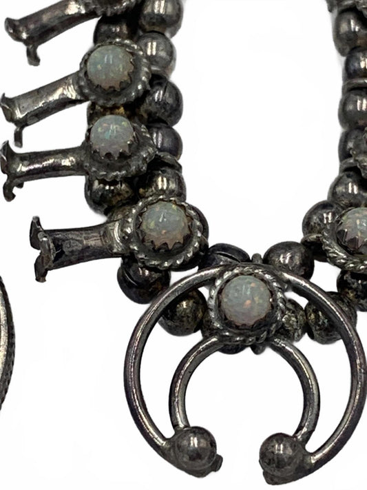 Larry Curley Sterling Silver & Opal "Squash Blossom" Brooch