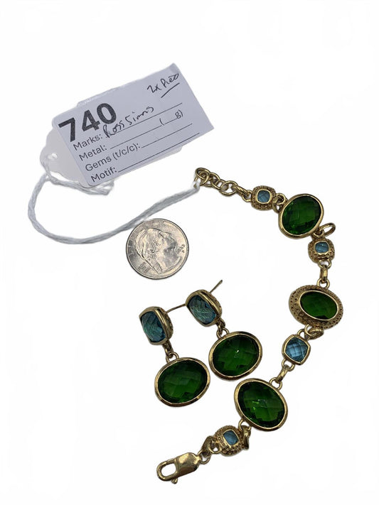 Ross Simons Gold-Over-Sterling Silver Cubic Zirconia Bracelet & Earring Set