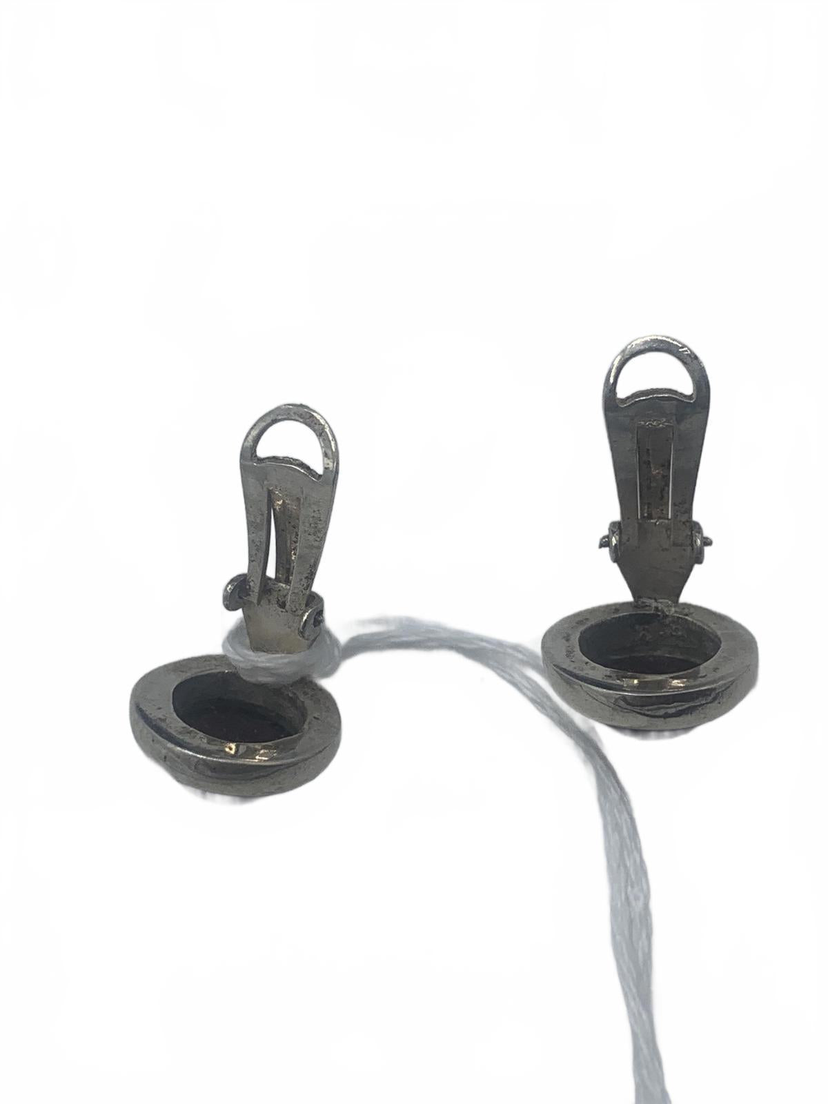 925 Sterling Silver Garnet Cabuchon Bezel-Set 0.5" Fine Micro Clip-On Earrings