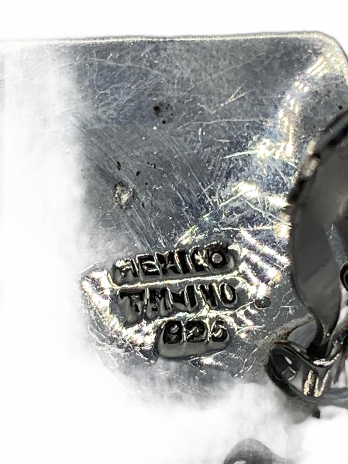 Taxco Sterling Silver 21g Abstract Squares and Stripes 1" Fine Clip-On Earrings