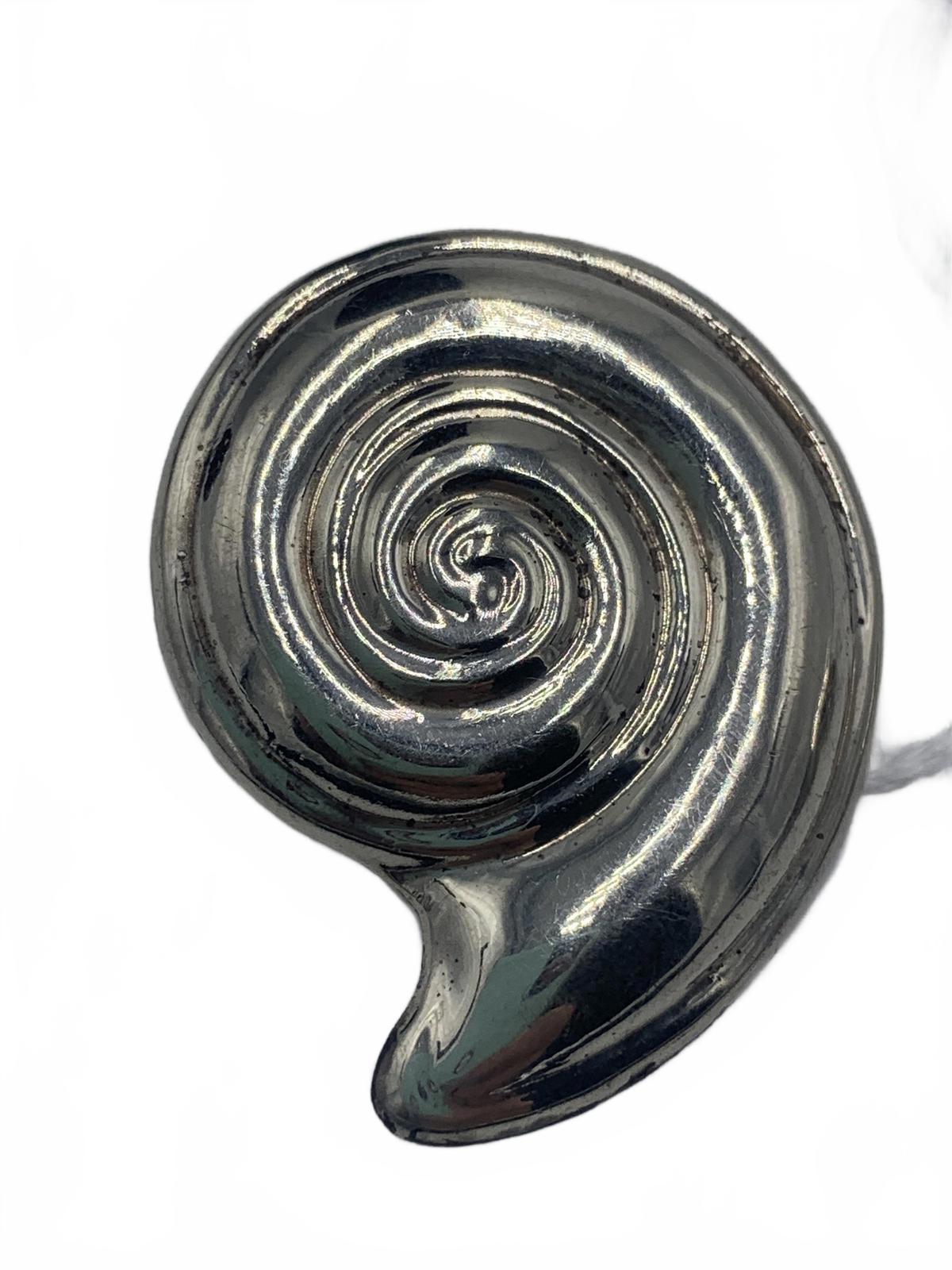 Large Sterling Silver Nautilus Motif Clip-On Earrings