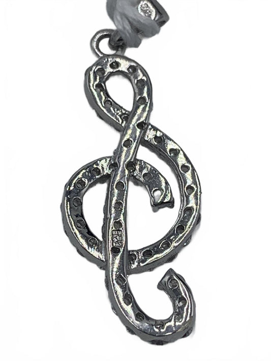 Sterling Silver & Cubic Zirconia Treble-Clef Music Motif Pendant