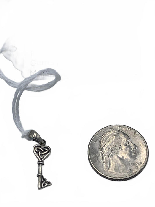 Sterling Silver Celtic-Knot Motif Small Key Charm or Pendant