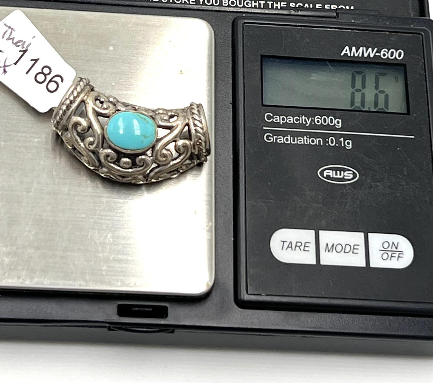 SX Sally C Sterling Filigree Turquoise Necklace Pendant