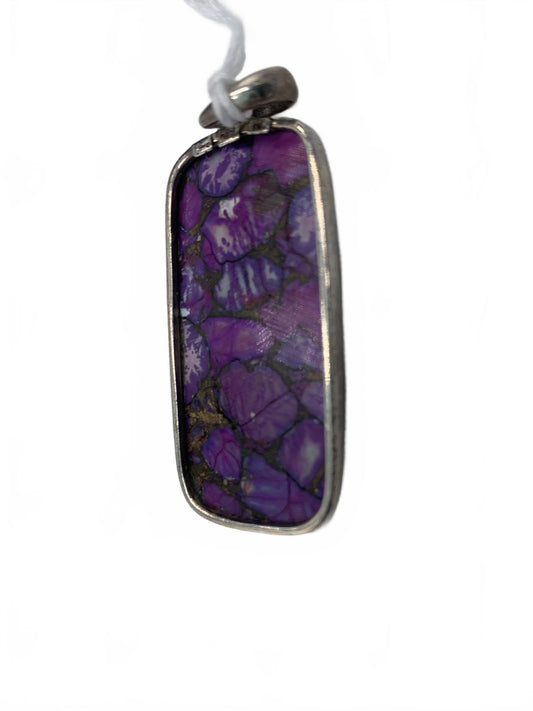 925 IN Sterling Silver 12.6g Purple Mojave Turquoise Panel 3" Fine Pendant