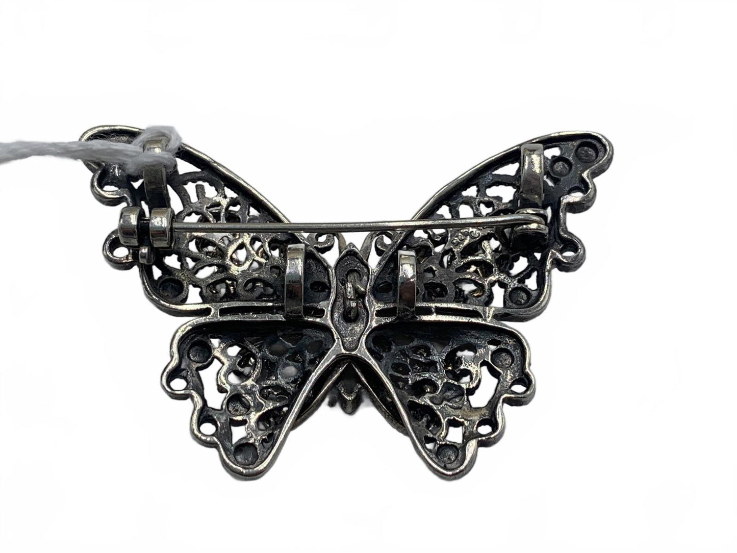 CFJ Collins Sterling Silver Garnet & Marcasite Butterfly Brooch/Enhancer