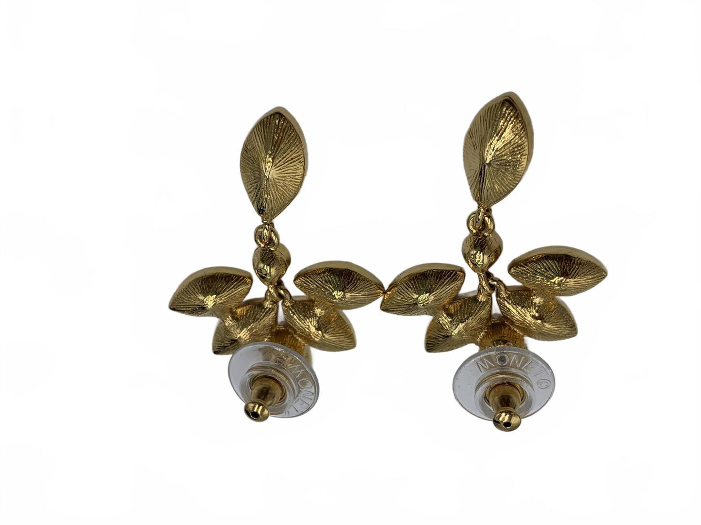 Monet Goldtone 17.3g White Rhinestone Abstract Floral 2 Post CJ Earrings