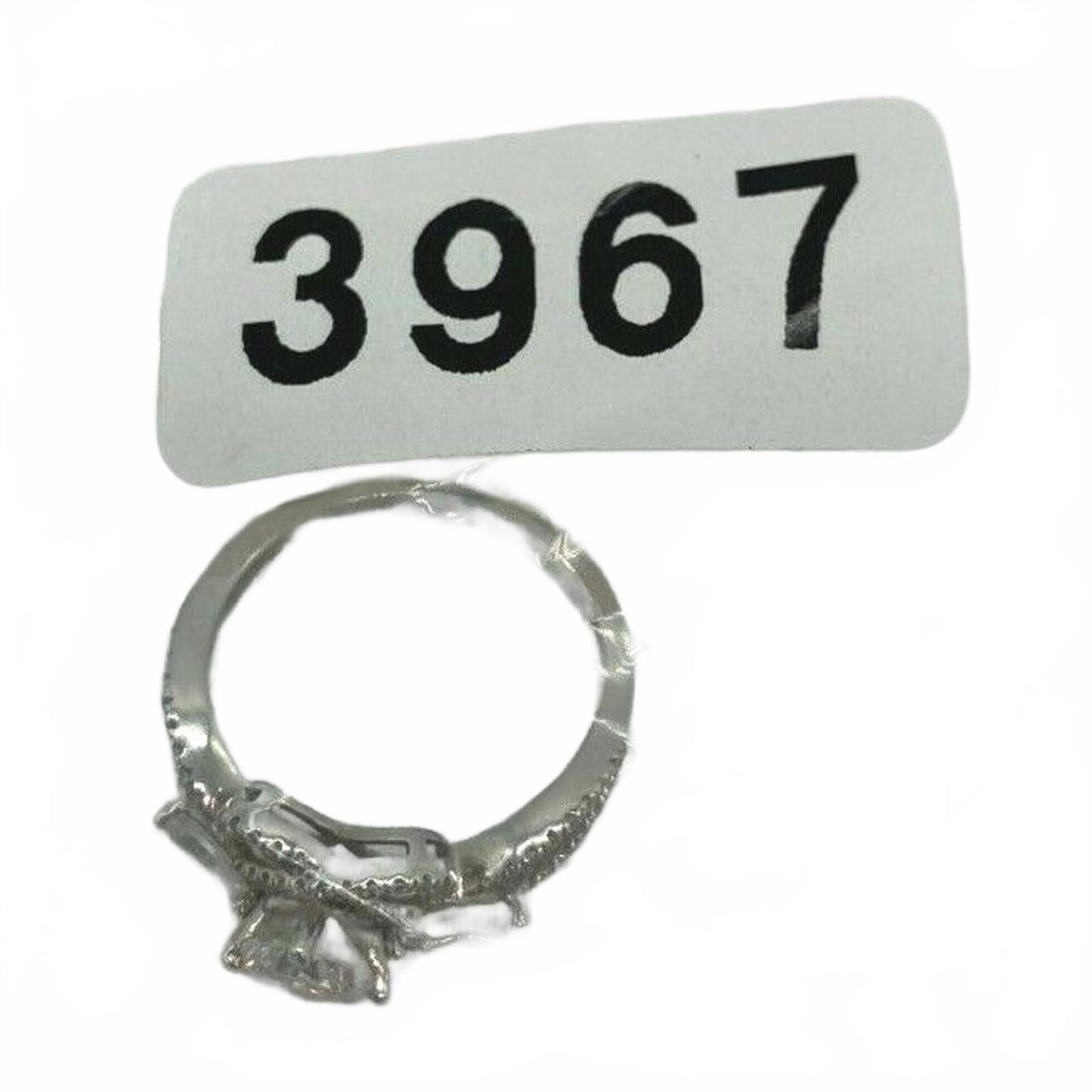 14K White Gold Cubic Zirconia CZ Cocktail Statement Ring 3.7 Grams Size 6.75 QCD