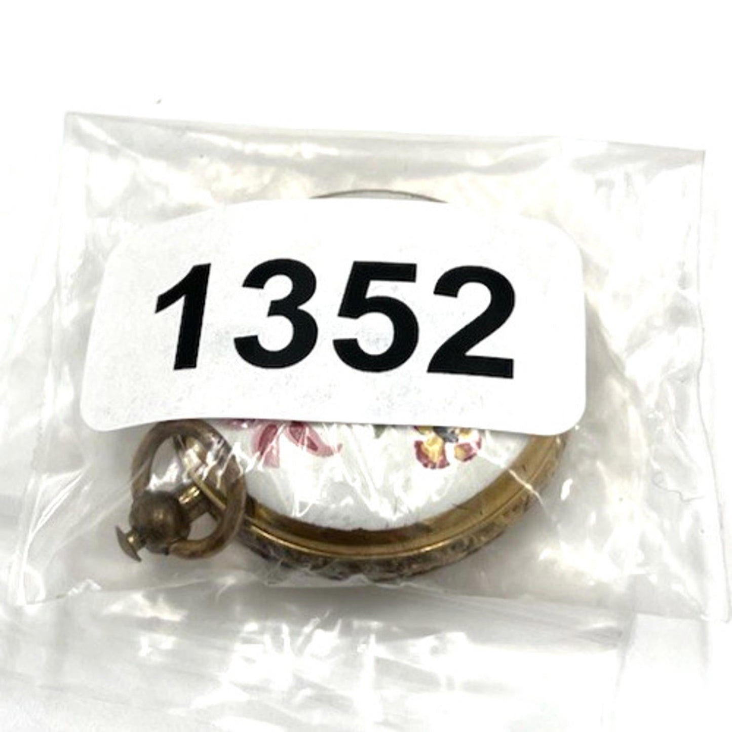 Antique Locket Pendant 2 Picture Gold tone ROUND Enamel Flowers Mourners Hair