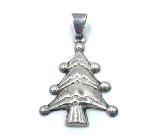 Vintage Stamped 925 Thailand Sterling Silver Christmas Tree Charm Pendant 6gr