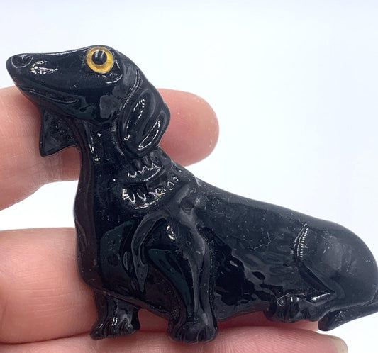 Daschund Hound Black Lucite Dog Brooch Mid century