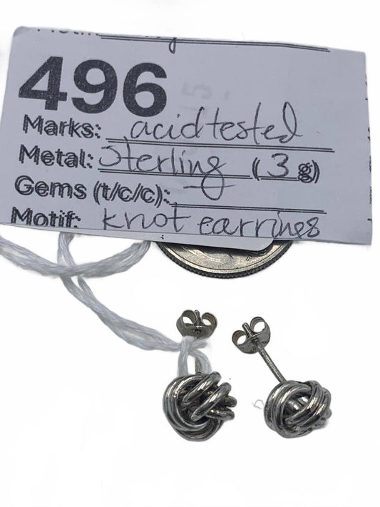 Double Knot-motif Sterling Silver Post/Stud Earrings