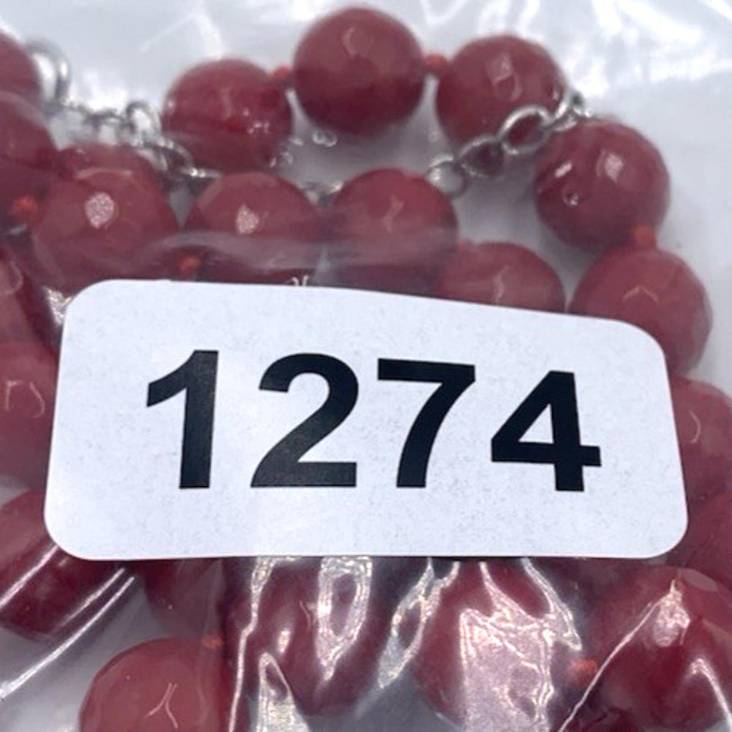 NWOT Lucas Lameth LUC Necklace Red Faceted Agate Sterling Silver Knotted Beaded