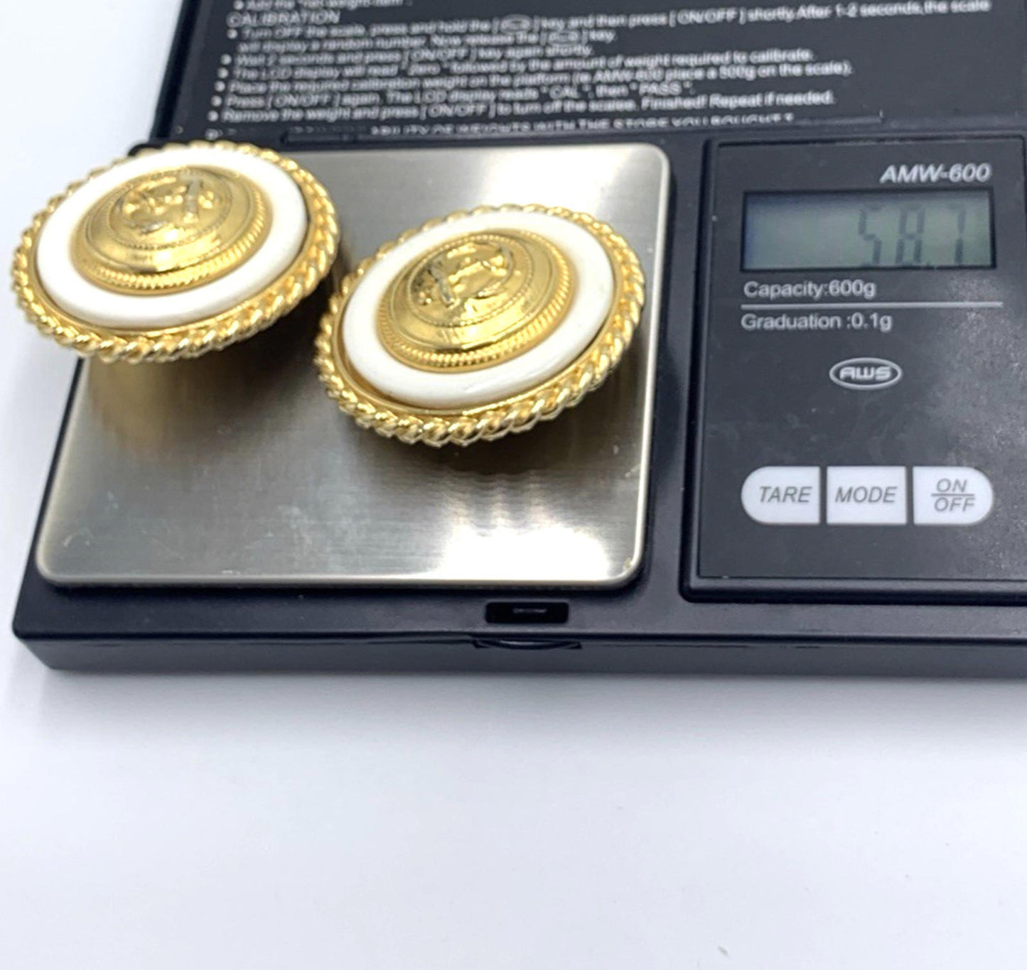 Vintage Ben Amun Nautical Anchor Clip-On Earrings Round Gold Tone Statement