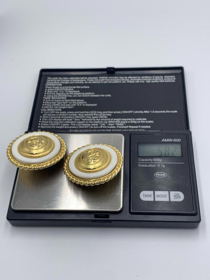 Vintage Ben Amun Nautical Anchor Clip-On Earrings Round Gold Tone Statement