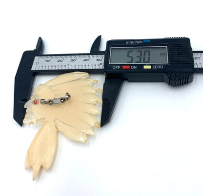 Vintage Mid Century Textured Native American Chief Cream Figural Lucite Brooch