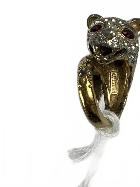Panetta 925 Sterling Silver Cubic Zirconia Jeweled Jaguar Ring