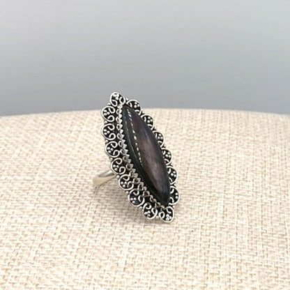 New Old Stock Vintage Native American Large Labradorite Sterling Silver Ring