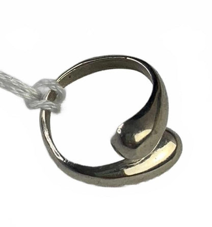 LEC 925 Sterling Silver Teardrop Barbels Ring