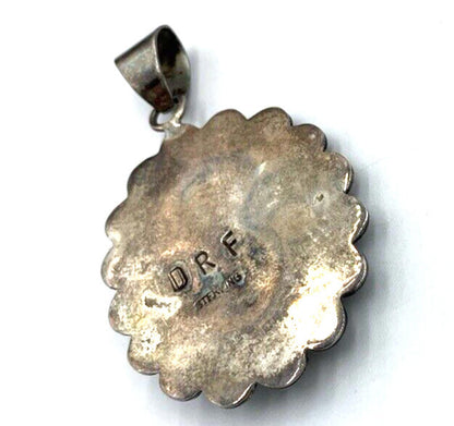 Vintage David R Freeland DRF Large Turquoise Pendant Multi stone Signed Rare