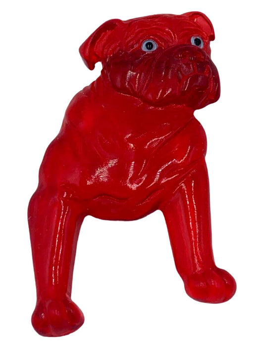 Vintage Large MCM Midcentury Vibrant Red Bulldog Lucite Brooch/Pin