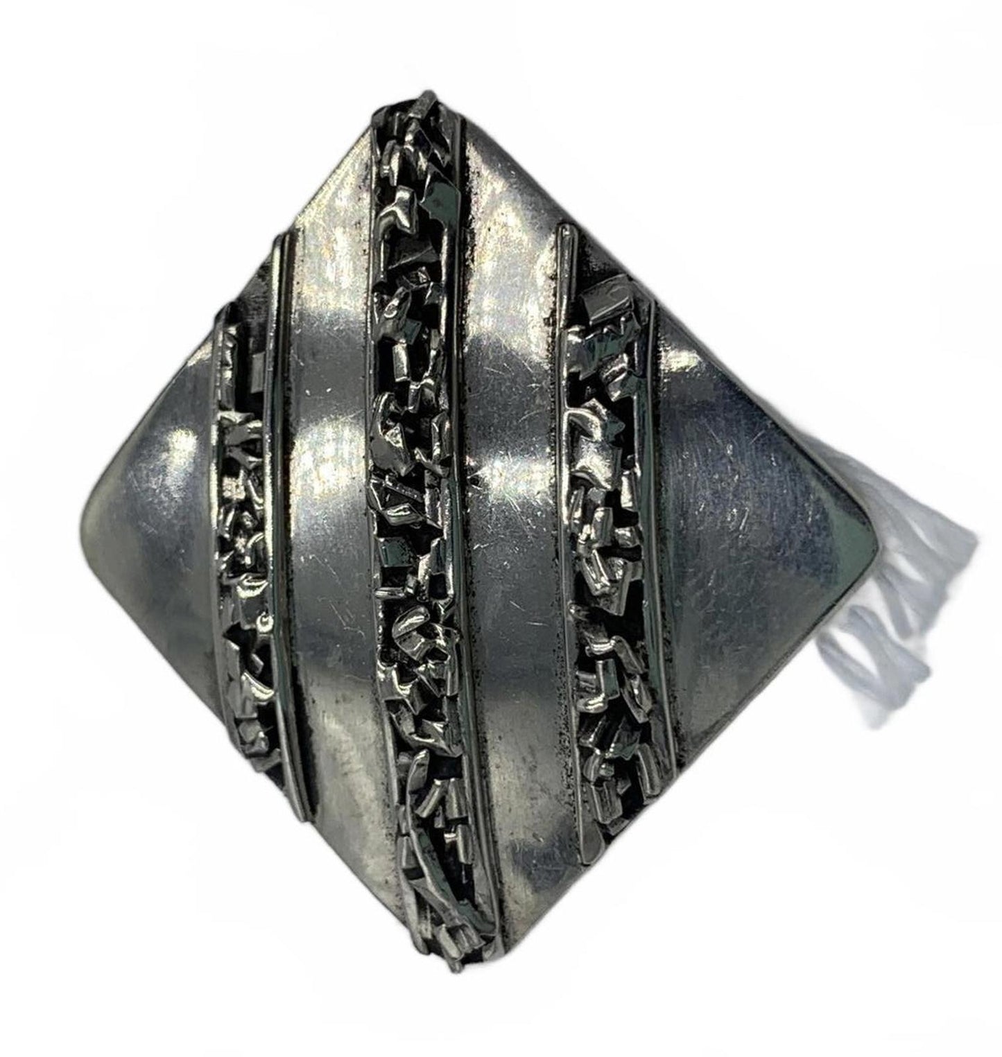 Taxco Sterling Silver 21g Abstract Squares and Stripes 1" Fine Clip-On Earrings