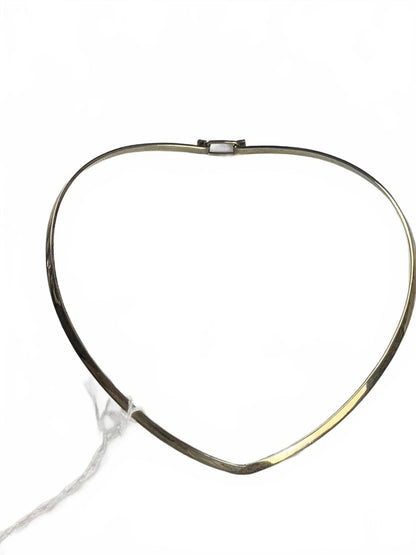 925 Sterling Silver Omega Contoured Heart Choker