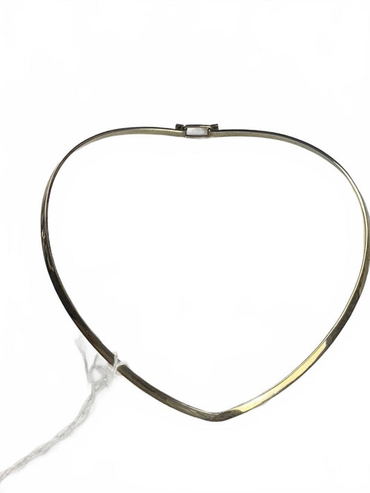 925 Sterling Silver Omega Contoured Heart Choker