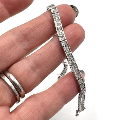 MDJ Michael Drechsler Sterling Silver Rhodium Plated Diamond Tennis Bracelet
